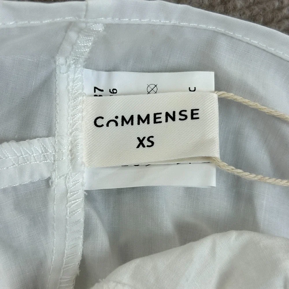 Commense Shirred Waist Split Thigh Skirt Set Womens XS White Stretch Relaxed Fit